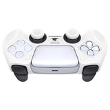 PlayVital Ninja Edition Anti-Slip Silicone Cover Skin for ps5 Wireless Controller, Ergonomic Protector Soft Rubber Case for ps5 Controller Fits with Charging Station with Thumb Grip Caps - White - MQRPFP002