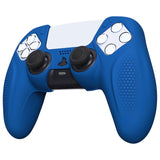 PlayVital Ninja Edition Anti-Slip Silicone Cover Skin for ps5 Wireless Controller, Ergonomic Protector Soft Rubber Case for ps5 Controller Fits with Charging Station with Thumb Grip Caps - Blue - MQRPFP005