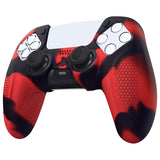 PlayVital Ninja Edition Anti-Slip Silicone Cover Skin for ps5 Wireless Controller, Ergonomic Protector Soft Rubber Case for ps5 Controller Fits with Charging Station with Thumb Grip Caps - Red & Black - MQRPFP007