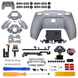 eXtremeRate SPARK Back Paddles Kit with OLED Display & Clicky Trigger Stops & Ergonomic Grips for PS5 Controller BDM-030/040/050/060 - Rubberized Gray & New Hope Gray - MZNPFU003M3