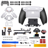 eXtremeRate SPARK Back Paddles Kit with OLED Display & Clicky Trigger Stops & Ergonomic Grips for PS5 Controller BDM-030/040/050/060 - Rubberized White & Black - MZNPFU005M3