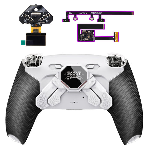 eXtremeRate SPARK Back Paddles Kit with OLED Display & Clicky Trigger Stops & Ergonomic Grips for PS5 Controller BDM-010/020 - Rubberized White & Black - MZNPFU005