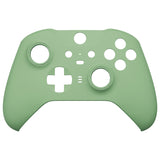eXtremeRate Matcha Green Soft Touch Grip Faceplate Cover, Front Housing Shell Case Replacement Kit for Xbox One Elite Series 2 Controller Model 1797 and Core Model 1797 - Thumbstick Accent Rings Included - ELP333