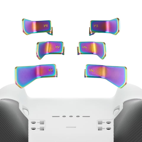 eXtremeRate Metalic Rainbow Aura Blue & Purple 6in1 Replacement Interchangeable Swift Back Paddles for Xbox One Elite & Elite Series 2 Controller - IL609