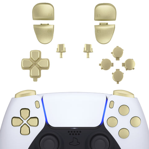 eXtremeRate Replacement D-pad R1 L1 R2 L2 Triggers Share Options Face Buttons, Metallic Champagne Gold Full Set Buttons Compatible with ps5 Controller BDM-030/040 - Controller NOT Included - JPF1041G3
