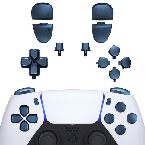 eXtremeRate Replacement D-pad R1 L1 R2 L2 Triggers Share Options Face Buttons, Metallic Regal Blue Full Set Buttons Compatible with ps5 Controller BDM-030/040 - Controller NOT Included - JPF1042G3