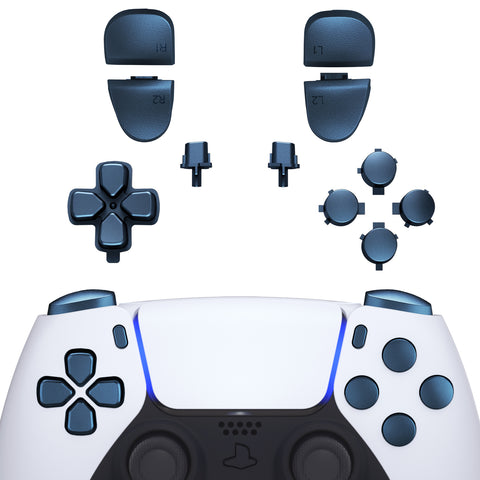 eXtremeRate Replacement D-pad R1 L1 R2 L2 Triggers Share Options Face Buttons, Metallic Regal Blue Full Set Buttons Compatible with ps5 Controller BDM-030 - Controller NOT Included - JPF1042G3