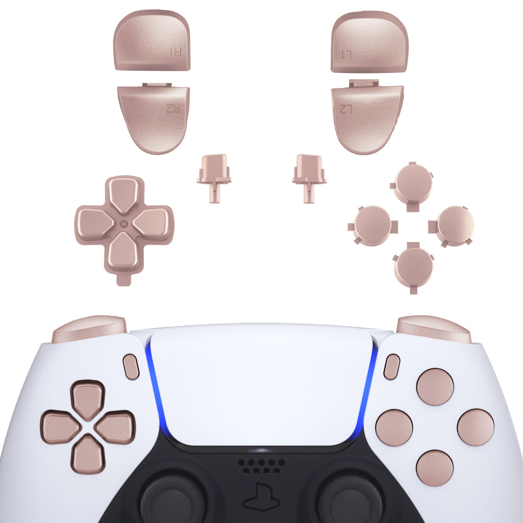 eXtremeRate Replacement Metallic Rose Gold Full Set Buttons