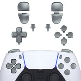eXtremeRate Replacement D-pad R1 L1 R2 L2 Triggers Share Options Face Buttons, Metallic Steel Gray Full Set Buttons Compatible with ps5 Controller BDM-030/040 - Controller NOT Included - JPF1039G3