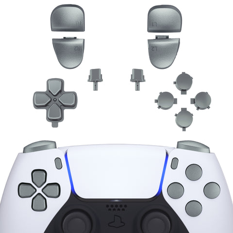 eXtremeRate Replacement D-pad R1 L1 R2 L2 Triggers Share Options Face Buttons, Metallic Steel Gray Full Set Buttons Compatible with ps5 Controller BDM-030/040 - Controller NOT Included - JPF1039G3