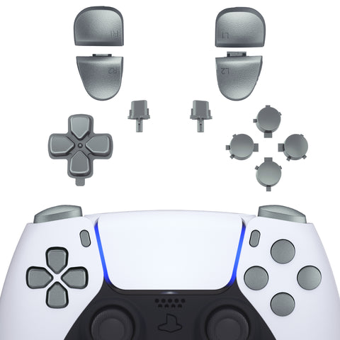 eXtremeRate Replacement D-pad R1 L1 R2 L2 Triggers Share Options Face Buttons, Metallic Steel Gray Full Set Buttons Compatible with ps5 Controller BDM-030 - Controller NOT Included - JPF1039G3