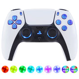 eXtremeRate Multi-Colors Luminated D-pad Thumbstick Share Option Home Face Buttons for PS5 Controller BDM-030/040, Chameleon Purple BlueButtons 7 Colors 9 Modes DTF V3 LED Kit for PS5 Controller - PFLED04G3