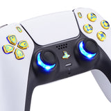 eXtremeRate Multi-Colors Luminated D-pad Thumbstick Share Option Home Face Buttons for PS5 Controller BDM-030/040, Chrome GoldButtons 7 Colors 9 Modes DTF V3 LED Kit for PS5 Controller - PFLED07G3