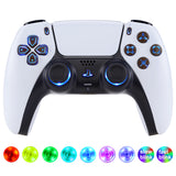 eXtremeRate Multi-Colors Luminated D-pad Thumbstick Share Option Home Face Buttons for PS5 Controller BDM-030/040, Wood GrainButtons 7 Colors 9 Modes DTF V3 LED Kit for PS5 Controller - PFLED12G3