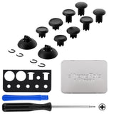eXtremeRate ThumbsGear V3 Interchangeable Ergonomic Thumbsticks for PS5 Controller, Replacement Analog Thumb Sticks for PS4 Controller - 4 Height Adjustable Convex & Concave Grip Joysticks - Black - NNFPFM001