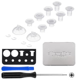 eXtremeRate ThumbsGear V3 Interchangeable Ergonomic Thumbsticks for PS5 Controller, Replacement Analog Thumb Sticks for PS4 Controller - 4 Height Adjustable Convex & Concave Grip Joysticks - Clear - NNFPFM003