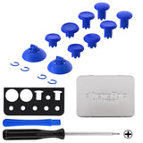 eXtremeRate ThumbsGear V3 Interchangeable Ergonomic Thumbsticks for PS5 Controller, Replacement Analog Thumb Sticks for PS4 Controller - 4 Height Adjustable Convex & Concave Grip Joysticks - Blue - NNFPFM006