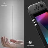 eXtremeRate 2 Pack Black Border Transparent HD Clear Saver Protector Film, Tempered Glass Screen Protector for Nintendo Switch [Anti-Scratch, Anti-Fingerprint, Shatterproof, Bubble-Free] - NSPJ0701