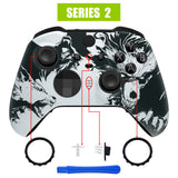 eXtremeRate New Wolve Soul Faceplate Cover, Soft Touch Front Housing Shell Case Replacement Kit for Xbox One Elite Series 2 Controller Model 1797 - Thumbstick Accent Rings Included - ELT144