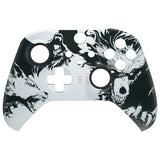 eXtremeRate New Wolve Soul Faceplate Cover, Soft Touch Front Housing Shell Case Replacement Kit for Xbox One Elite Series 2 Controller Model 1797 - Thumbstick Accent Rings Included - ELT144