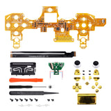 eXtremeRate Multi-Colors Luminated D-pad Thumbstick Trigger Home Face Buttons, Chrome Gold Classical Symbols Buttons DTFS (DTF 2.0) LED Kit for PS4 Slim PS4 Pro Controller - Controller NOT Included - P4LED06