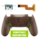 eXtremeRate Wood Grain Patterned Dawn Remappable Remap Kit with Redesigned Back Shell & 4 Back Buttons for PS4 Controller JDM 040/050/055 - P4RM004
