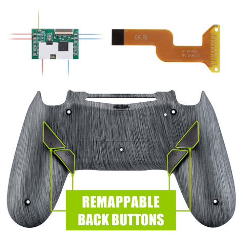 eXtremeRate Brushed Silver Patterned Dawn Remappable Remap Kit with Redesigned Back Shell & 4 Back Buttons for PS4 Controller JDM 040/050/055 - P4RM005