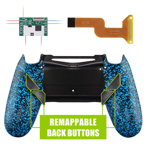 eXtremeRate Textured Blue Dawn Remappable Remap Kit with Redesigned Back Shell & 4 Back Buttons for PS4 Controller JDM 040/050/055 - P4RM008