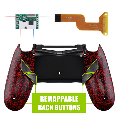 eXtremeRate Textured Red Dawn Remappable Remap Kit with Redesigned Back Shell & 4 Back Buttons for PS4 Controller JDM 040/050/055 - P4RM009