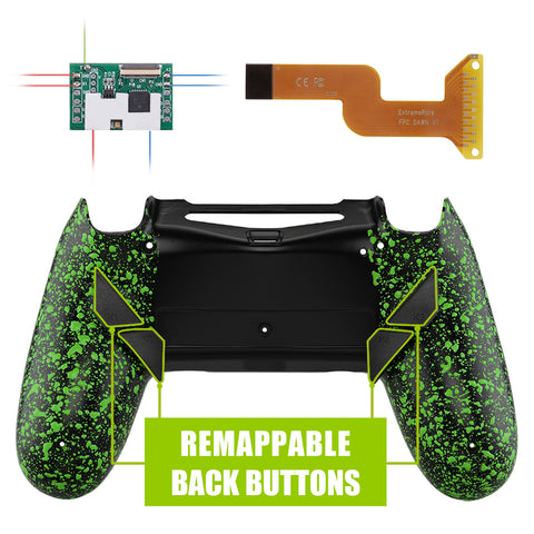 eXtremeRate Textured Green Dawn Remappable Remap Kit with Redesigned Back Shell & 4 Back Buttons for PS4 Controller JDM 040/050/055 - P4RM010