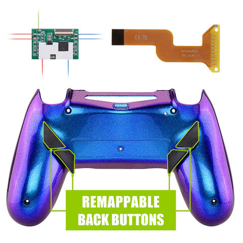 eXtremeRate Chameleon Purple Blue Dawn Remappable Remap Kit with Redesigned Back Shell & 4 Back Buttons for PS4 Controller JDM 040/050/055 - P4RM012