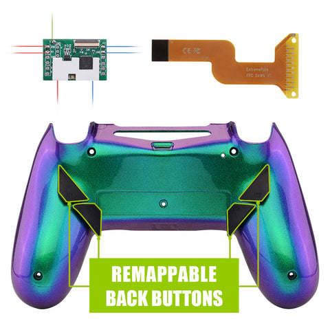 eXtremeRate Chameleon Purple Green Blue Remappable Remap Kit with Redesigned Back Shell & 4 Back Buttons for PS4 Controller JDM 040/050/055 - P4RM013