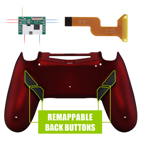 eXtremeRate Soft Touch Red Remappable Remap Kit with Redesigned Back Shell & 4 Back Buttons for PS4 Controller JDM 040/050/055 - P4RM014