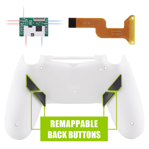 eXtremeRate White Remappable Remap Kit with Redesigned Back Shell & 4 Back Buttons for PS4 Controller JDM 040/050/055 - P4RM015