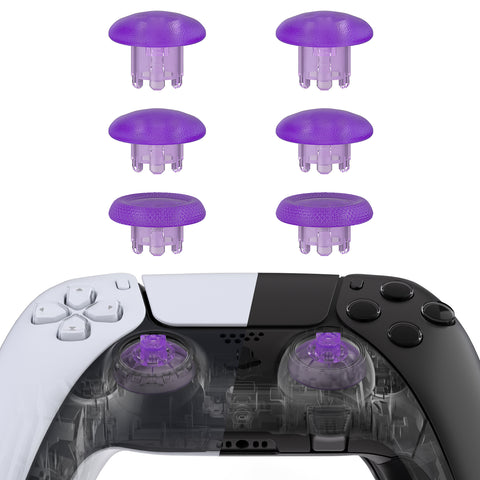 eXtremeRate EDGE Sticks Swappable Thumbsticks for PS5 & PS5 Edge & PS4 All Model Controllers - Clear Atomic Purple - P5J209