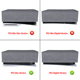 PlayVital Gray Nylon Horizontal PS5 Dust Cover, Soft Neat Lining Dust Guard for PS5 Console, Anti Scratch Waterproof Cover Sleeve for PS5 Console Digital Edition & Regular Edition - PFPJ083