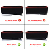 PlayVital Red  Trim Nylon Horizontal PS5 Dust Cover, Soft Neat Lining Dust Guard for PS5 Console, Anti Scratch Waterproof Cover Sleeve for PS5 Console Digital Edition & Regular Edition - PFPJ085