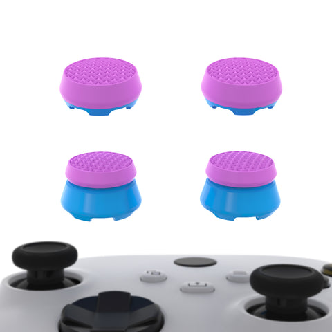 PlayVital Thumbs Pro ARMOR Thumbstick Extender for Xbox Core Controller, for Xbox Series X/S Controller, Joystick Caps Grip for Xbox One Controller - 2 High Raise and 2 Mid Raise Dome - Orchid Purple & Heaven Blue - PJM5004