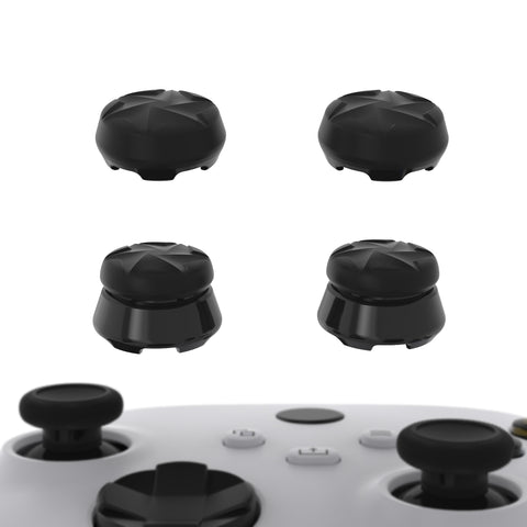 PlayVital Thumbs Pro RAZOR Thumbstick Extender for Xbox Core Controller, for Xbox Series X/S Controller, Joystick Caps for Xbox One Controller - 2 High Raise & 2 Mid Raise Dome - Black - PJM5005