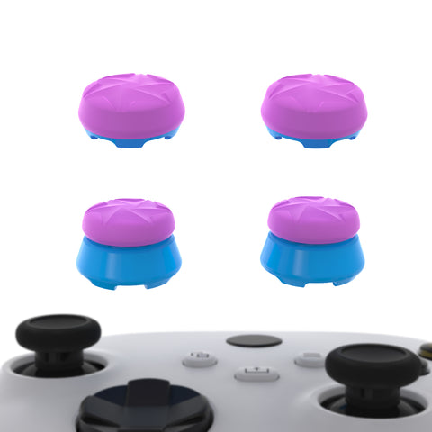 PlayVital Thumbs Pro RAZOR Thumbstick Extender for Xbox Core Controller, for Xbox Series X/S Controller, Joystick Caps for Xbox One Controller - 2 High Raise & 2 Mid Raise Dome - Orchid Purple & Heaven Blue - PJM5008