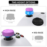 PlayVital Thumbs Pro HURRICANE Thumbstick Extender for Xbox Core Controller, for Xbox Series X/S Controller, Joystick Caps for Xbox One Controller - 2 High Raise & 2 Mid Raise Dome - Orchid Purple & Heaven Blue - PJM5008