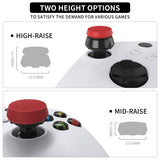 PlayVital Thumbs Pro ARMOR Thumbstick Extender for Xbox Core Controller, for Xbox Series X/S Controller, Joystick Caps Grip for Xbox One Controller - 2 High Raise and 2 Mid Raise Dome - Scarlet Red & Black - PJM5010