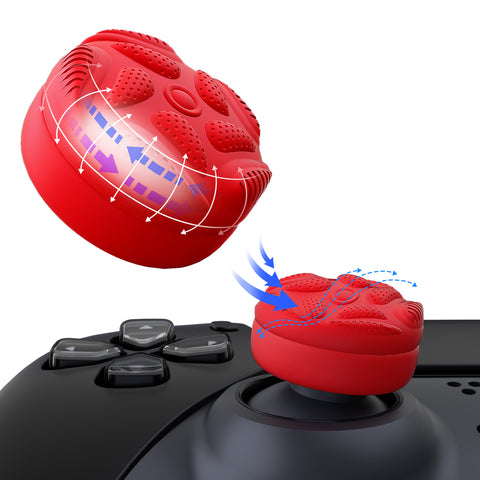 PlayVital Thumbs Cushion Caps Thumb Grips for ps5/4, Thumbstick Grip Cover for Xbox Series X/S, Thumb Grip Caps for Xbox One, Elite Series 2, for Switch Pro Controller - Raindrop Texture Design Passion Red - PJM3035