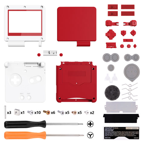 eXtremeRate IPS Ready Upgraded Passion Red & White Custom Replacement Housing Shell for Gameboy Advance SP GBA SP – Compatible with Both IPS & Standard LCD – Console & Screen NOT Included - ASPP3006