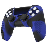 PlayVital Upgraded 3D Studded Edition Blue & Black Silicone Cover Skin for PS5 Controller with 6 Thumb Grips & 2 Stickers, Anti-Slip Shockproof Controller Grip Case - Compatible with Charging Dock - TVAPFP004