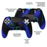 PlayVital 3D Studded Edition Anti-Slip Silicone Cover Case for ps5 Edge Controller, Soft Rubber Protector Skin for ps5 Edge Wireless Controller with 6 Thumb Grip Caps - Blue & Black - ETPFP006