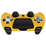 PlayVital 3D Studded Edition Anti-Slip Silicone Cover Case for ps5 Edge Controller, Soft Rubber Protector Skin for ps5 Edge Wireless Controller with 6 Thumb Grip Caps - Caution Yellow - ETPFP014