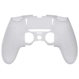 PlayVital 3D Studded Edition Anti-Slip Silicone Cover Case for ps5 Edge Controller, Soft Rubber Protector Skin for ps5 Edge Wireless Controller with 6 Thumb Grip Caps - Clear White - ETPFP003