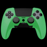 PlayVital 3D Studded Edition Anti-Slip Silicone Cover Case for ps5 Edge Controller, Soft Rubber Protector Skin for ps5 Edge Wireless Controller with 6 Thumb Grip Caps - Glow in Dark - Green - ETPFP007