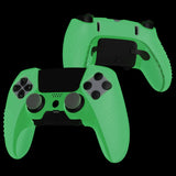 PlayVital 3D Studded Edition Anti-Slip Silicone Cover Case for ps5 Edge Controller, Soft Rubber Protector Skin for ps5 Edge Wireless Controller with 6 Thumb Grip Caps - Glow in Dark - Green - ETPFP007